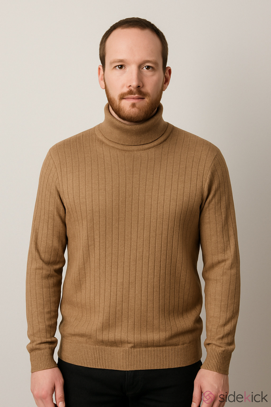 H & M Conwell Merino Wool Blend Turtleneck Long Sleeve Sweater Tan XL